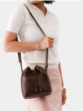 Portland Leather small bucket bag in Coldbrew